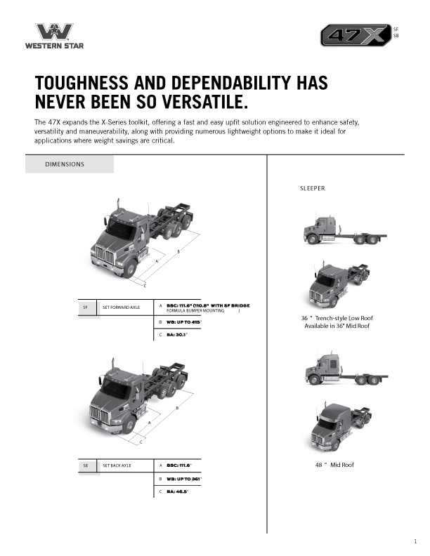 Western Star 47X Tech Sheet